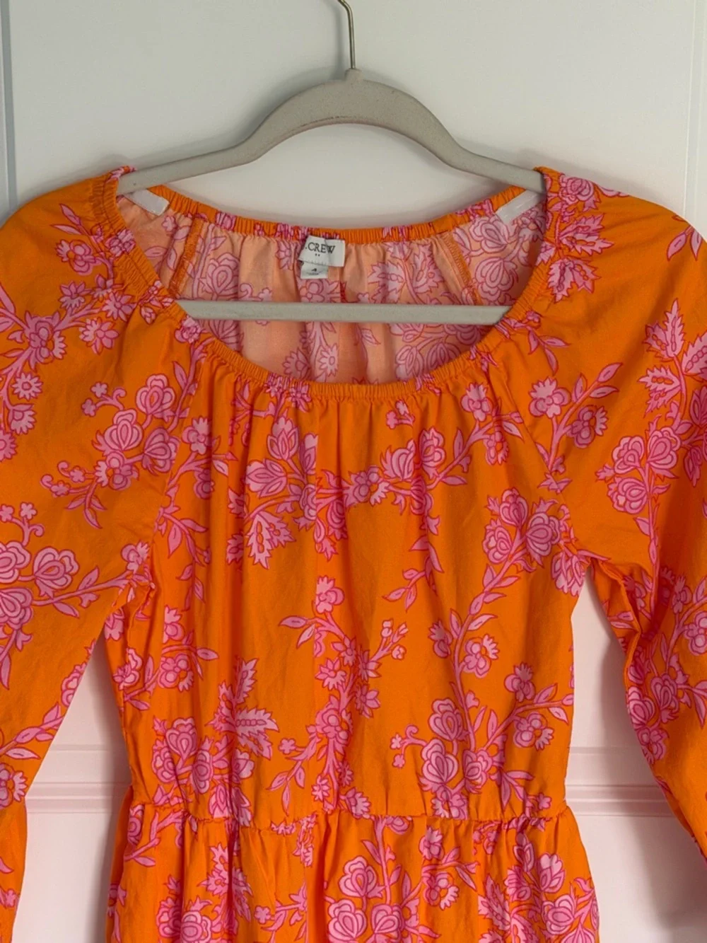 J. Crew Women's Orange Floral Tiered Mini Dress Size 4 - 54954